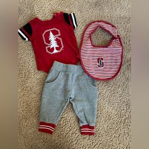 Colosseum 3-6m Infant Stanford Cardinals 3 Piece Outfit Pants Bib College
